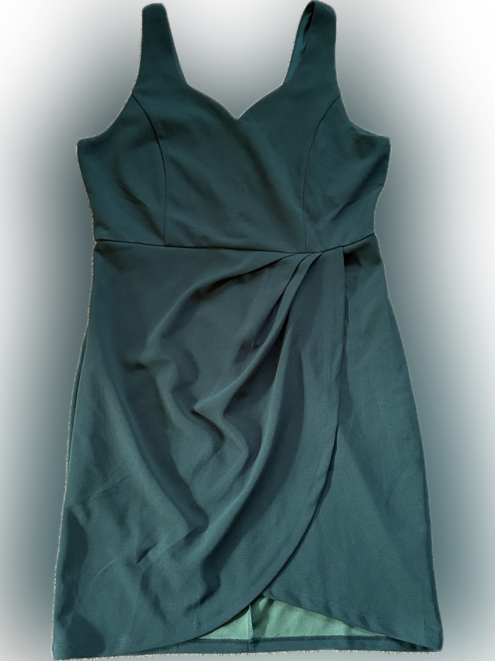 Green Sleeveless V-Neck Draped Mini Dress